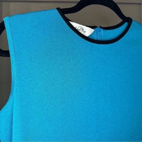 Ming Wang Slinky Knit Tank Top Turquoise Blue Round Neck Pullover Shirt Size M - Picture 6 of 6